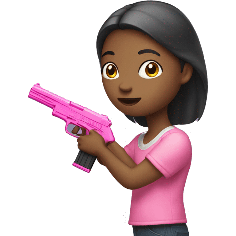 Girl holding pink gun emoji