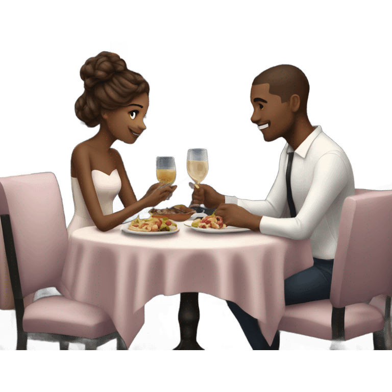 Romantic dinner date for beautiful stylish couple emoji