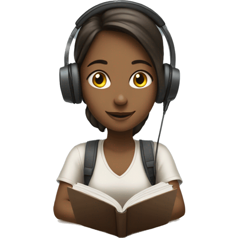 girl studying with headphones on emoji