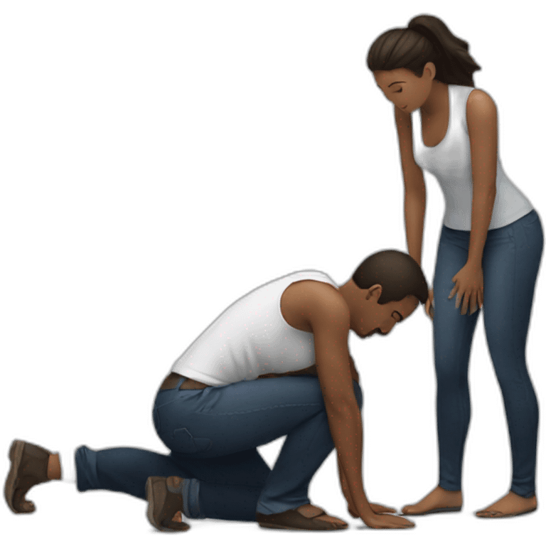 Woman on knees facing man emoji