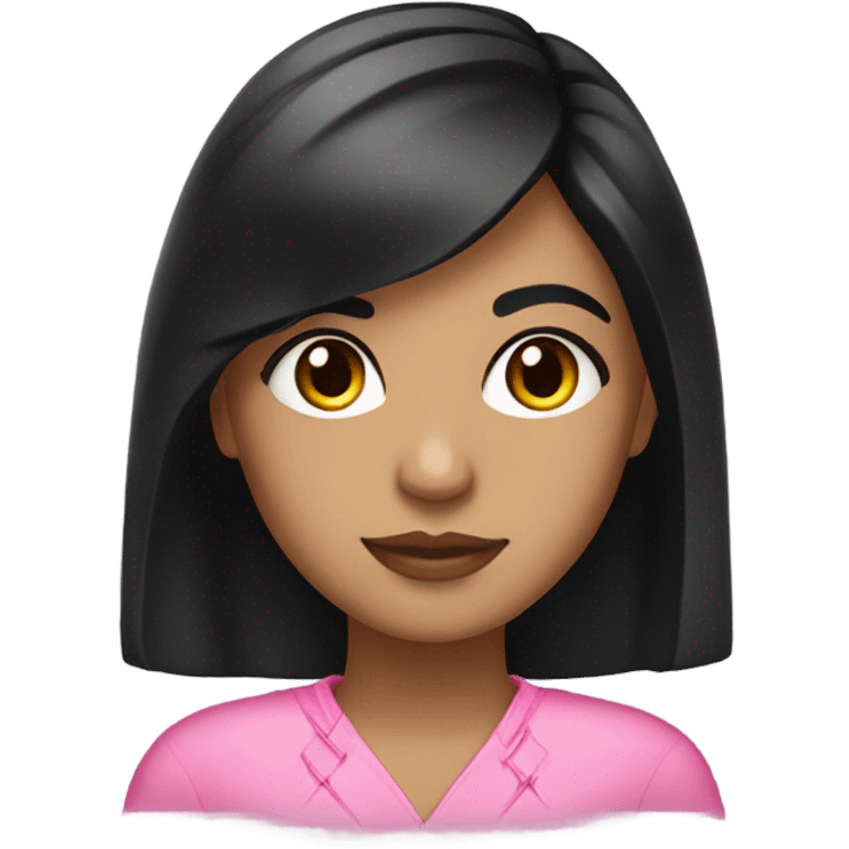 Latin girl with bacl hair, attorney pink accessories  emoji