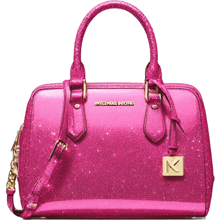 Realistic ultra pink glitter michael kors satchel purse. emoji