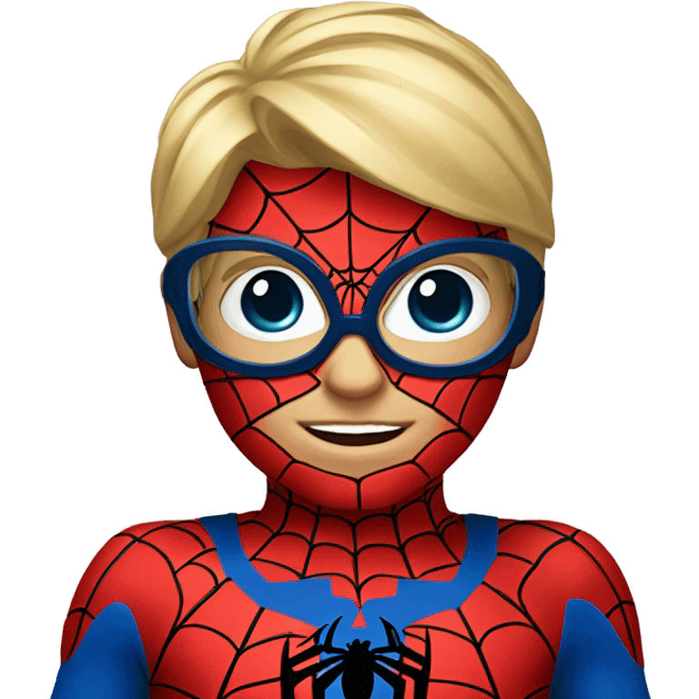 Blonde boy in a Spider-Man suit emoji