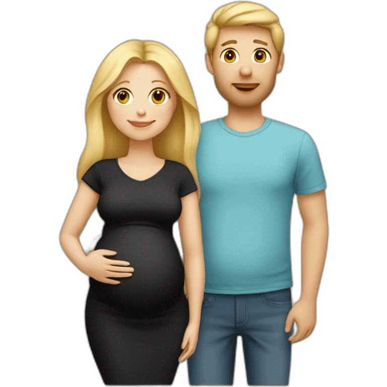 Family;blonde-haired-pregnant-mother, blonde-haired-baby, black-haired-dad emoji