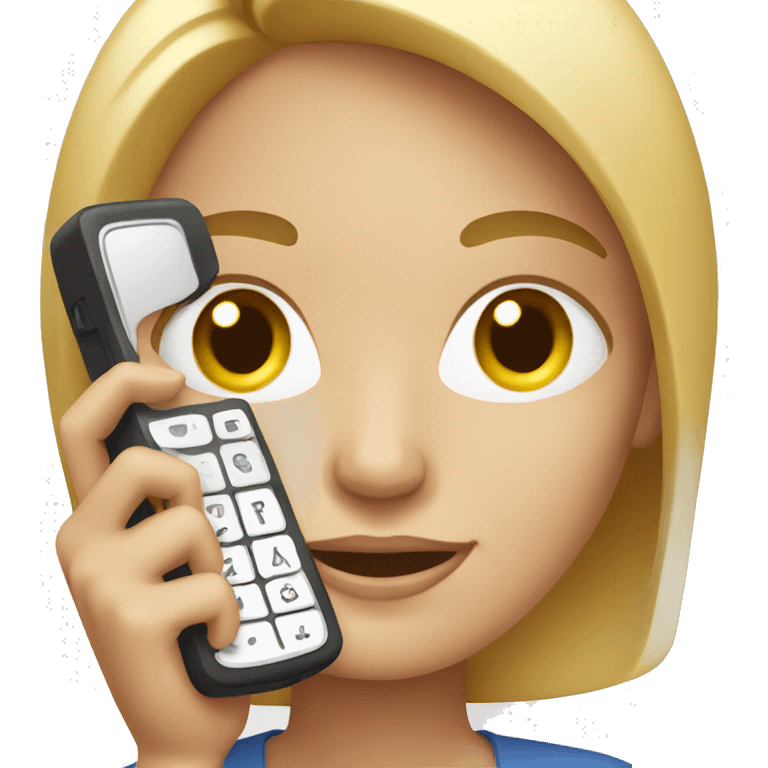 white woman showing phone emoji