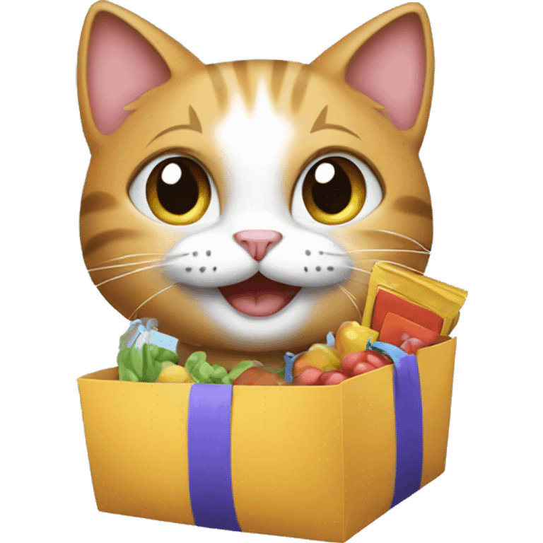 happy cat on a shopping spree emoji