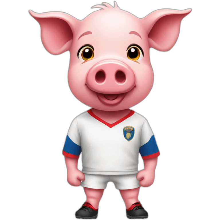 pig with red soccer tshirt standing emoji