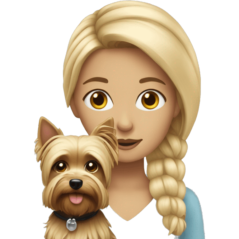 Blonde girl with Yorkie emoji