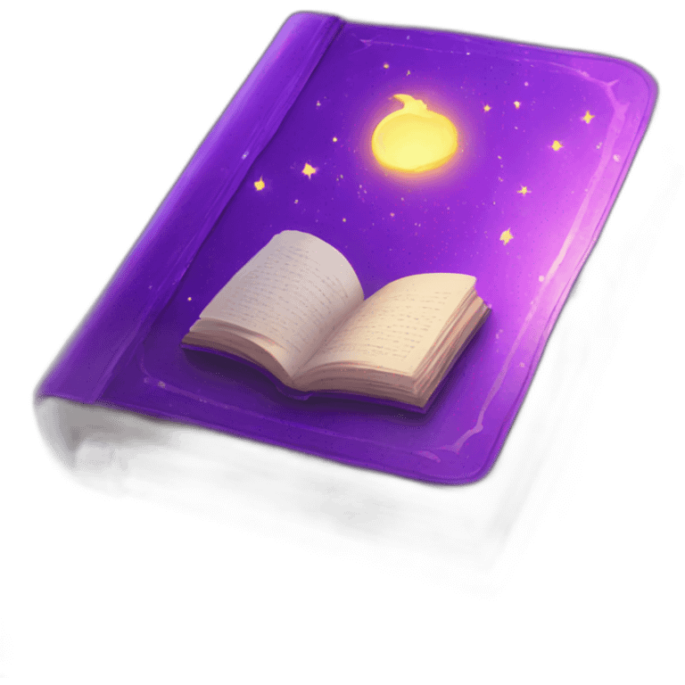 A magical book with purple effects and incomprehensible magical text emoji