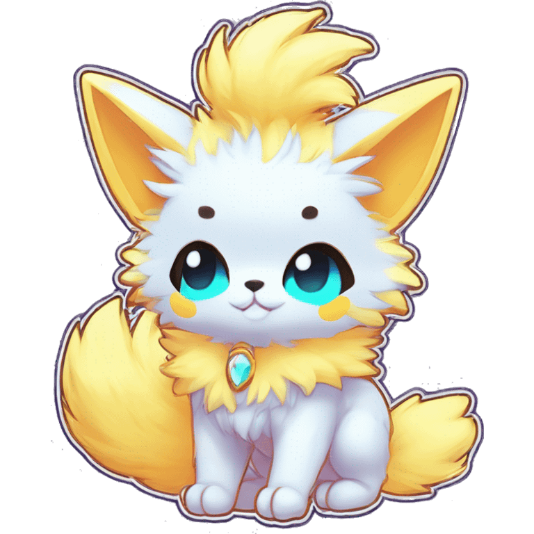 Anthro Fluffy Cool Cute Magical Elemental Shiny Colorful Neon Vibrant Colors Sparkle Kemono-style Chibi Fantasy-Animal-Fakémon-Pokémon-Hybrid Fur Sona Aesthetic Full Body Sticker emoji