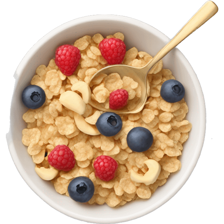 a müsli with fruits in it and a spoon emoji