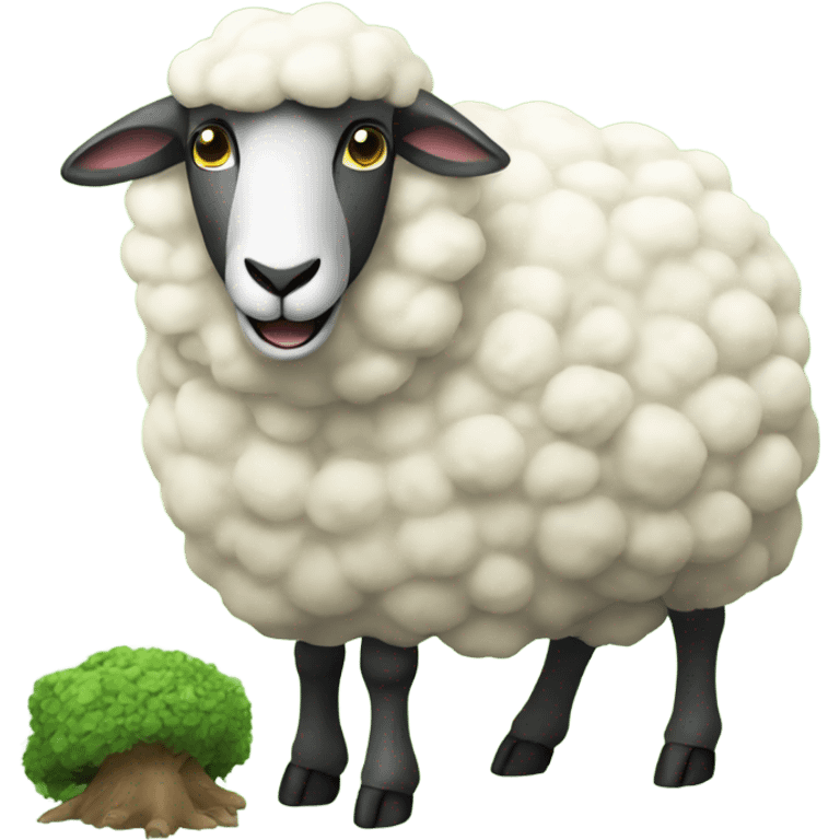 a sheep eats under a tree emoji