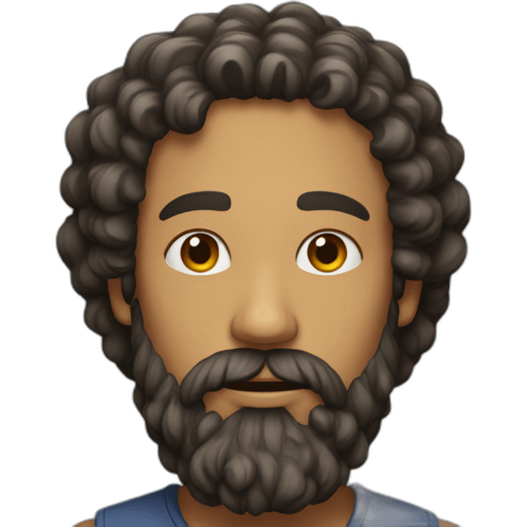 a man with intense beard and curley hair emoji