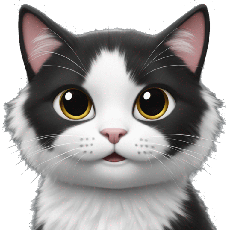 fluffy black and white cat begs for food emoji