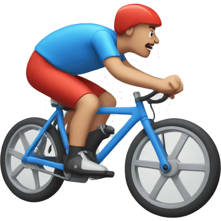 Red hair riding a blue hill climb bike emoji