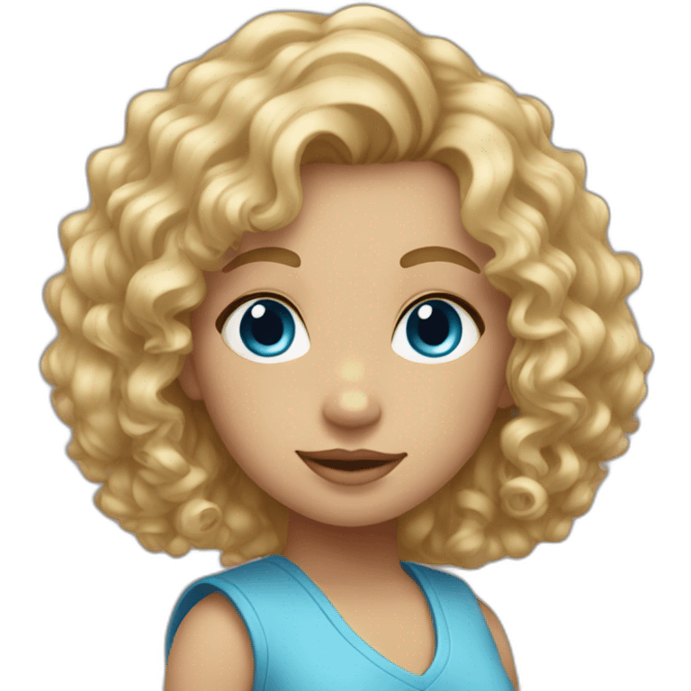 girl with curly blond hair and blue eyes emoji