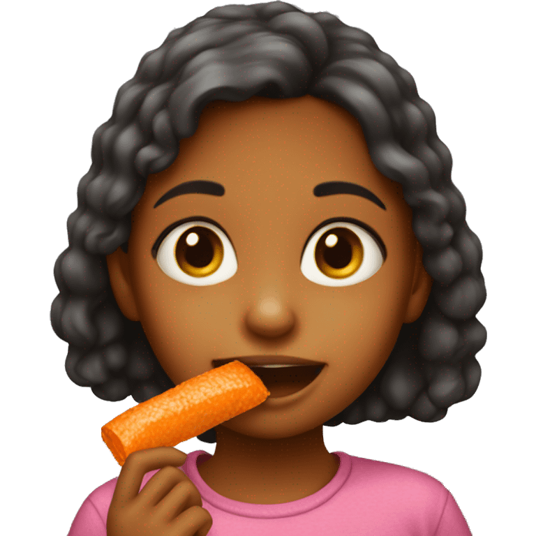 little girl eating a cheeto  emoji