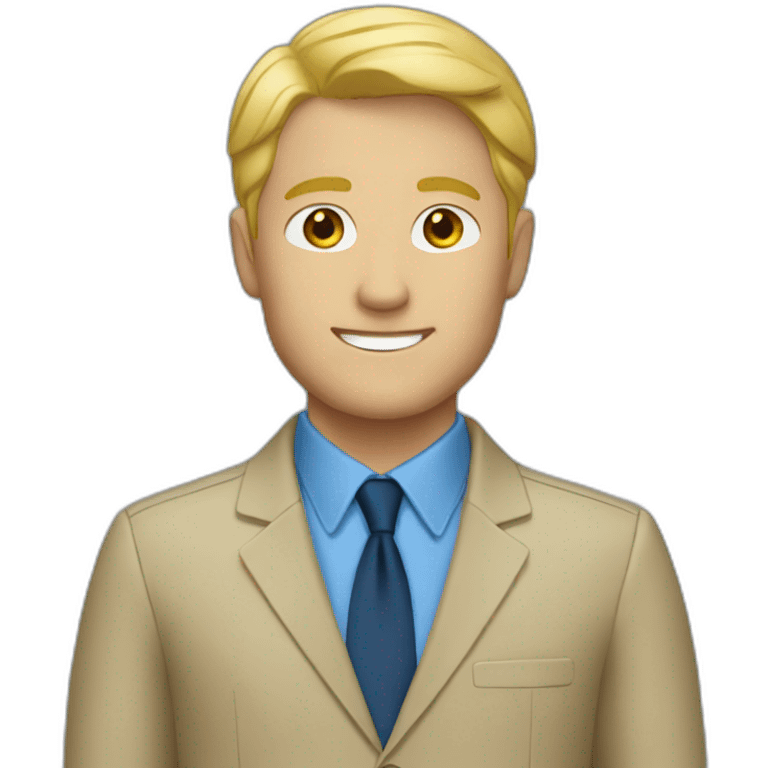 blond man with khaki suit blue shirt emoji