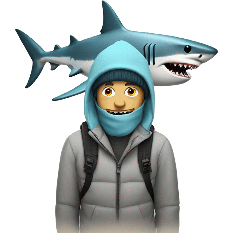 Shark hat with man in ski emoji