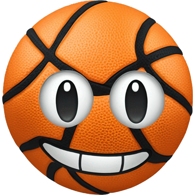 Heart shaped basketball with a smiley face emoji