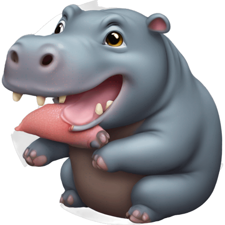 pygmy hippo biting hand emoji