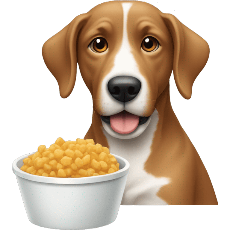 dog that eat a food in bowl  emoji