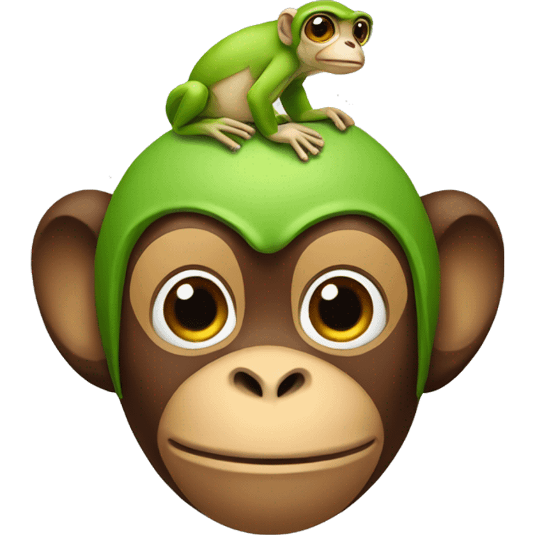 monkey with frog on head emoji