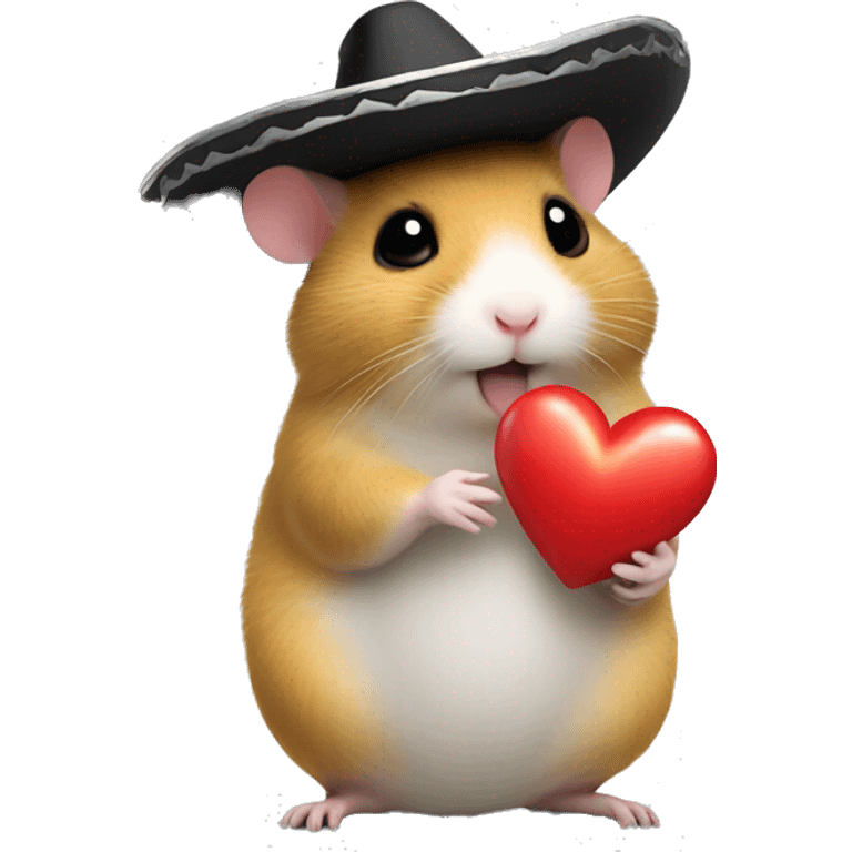 Hamster holding a little heart emoji whilst wearing a sombrero  emoji