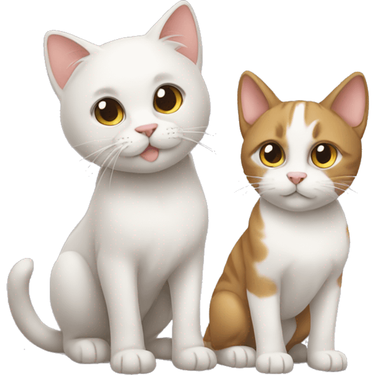 cat and puppy standing beside eachother emoji