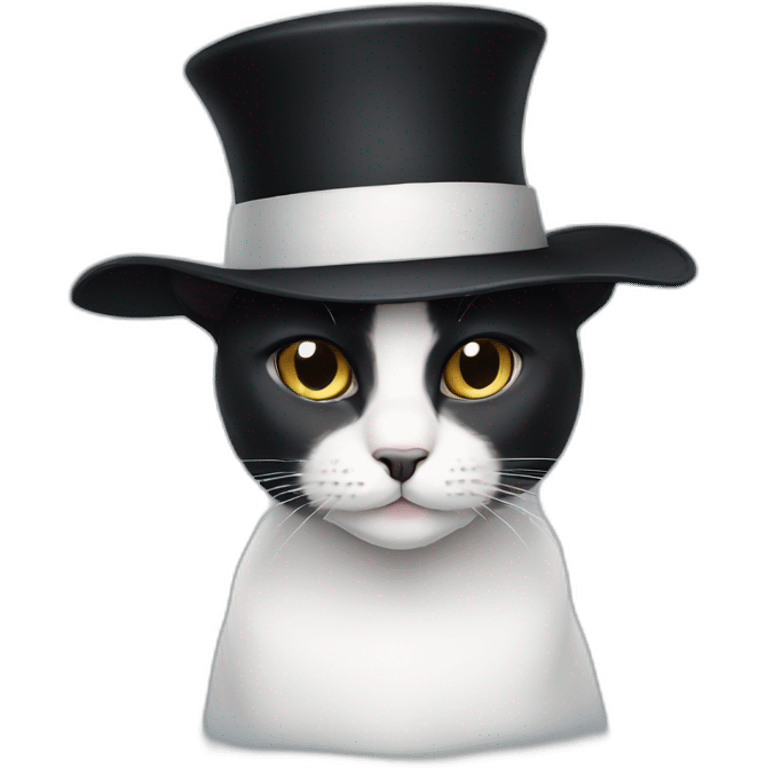 white cat with black hat emoji