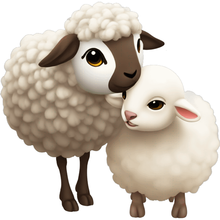 Sparrow kissing a sheep emoji