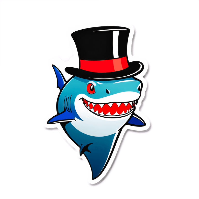 Shark with a top hat emoji