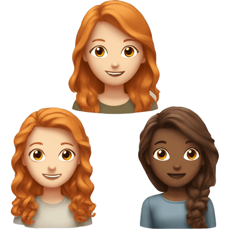 Best friends ginger girl and brunette girl emoji