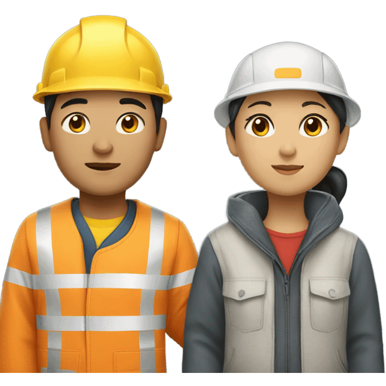 Chinese woman and chinese man builders emoji