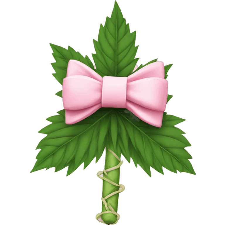 Rolled cbd joint with a light pink bow tied on it no marijuana leaf  emoji