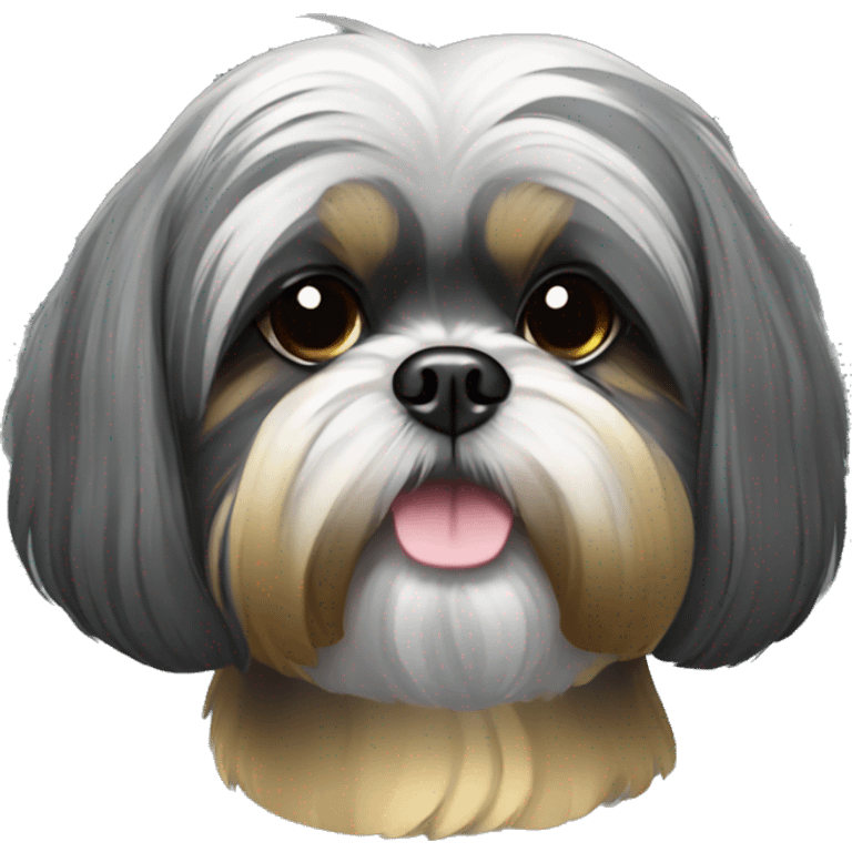 Dark grey and gold Shih tzu emoji