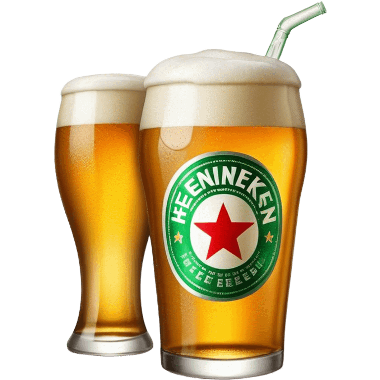 Cinematic Realistic Heineken Pop Culture Emoji, showcasing an iconic beer moment rendered with crisp textures and vibrant, energetic lighting. emoji