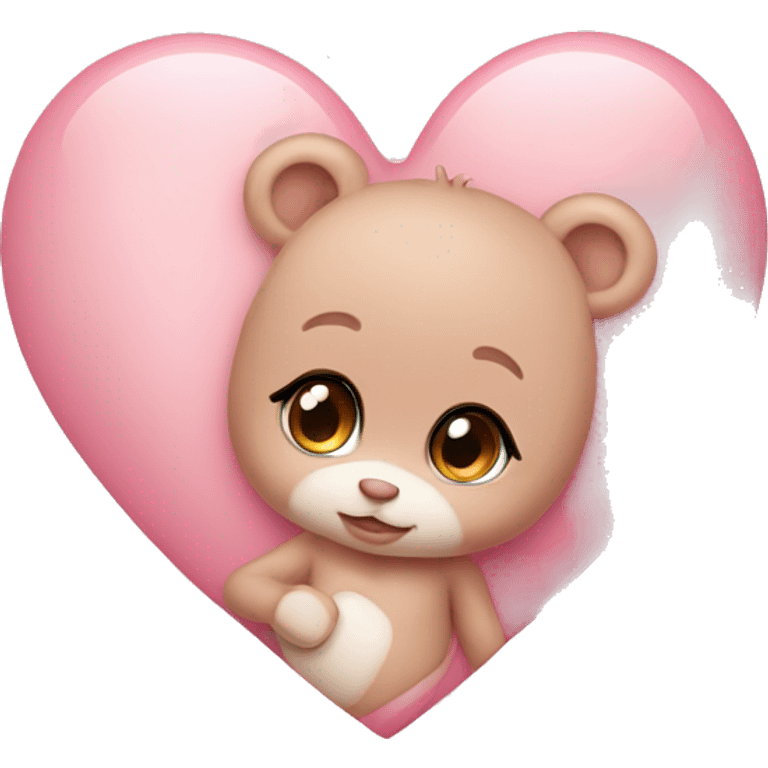 Baby pink heart with teddy  emoji