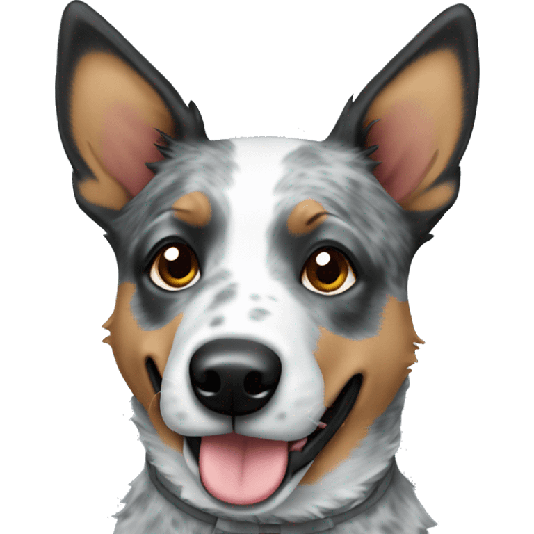 blue heeler with one ear up and one ear bent emoji