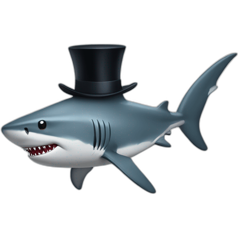 Shark with a top hat emoji