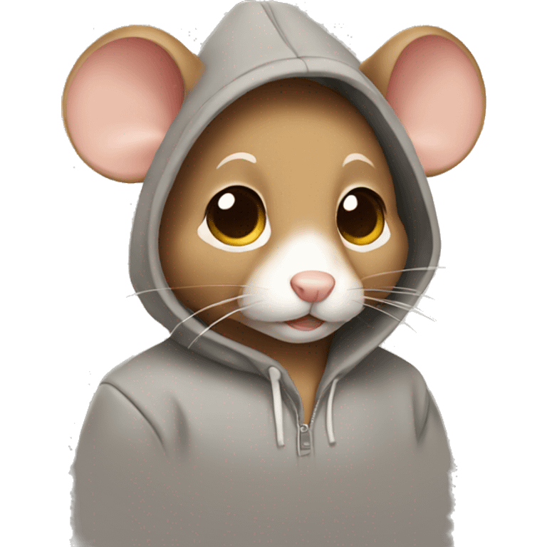 Light brown mouse wearing hoodie emoji