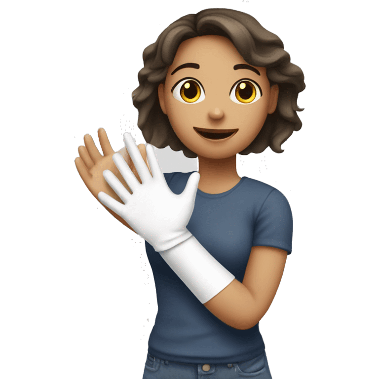 girl with broken arm with plaster giving high five emoji