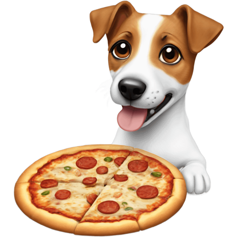 Jack Russell terrier eating pizza emoji