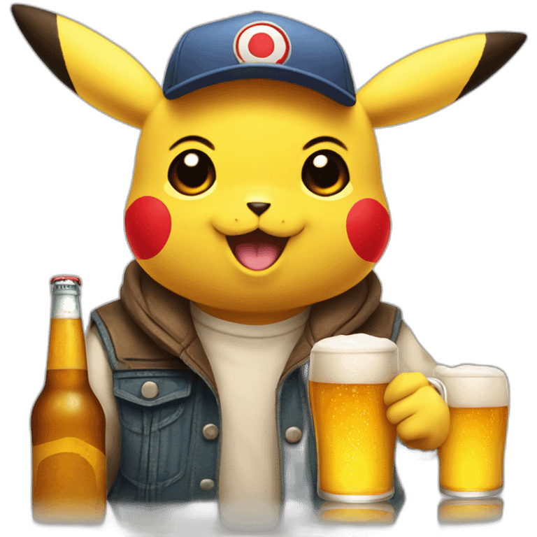 pikachu with four beers emoji