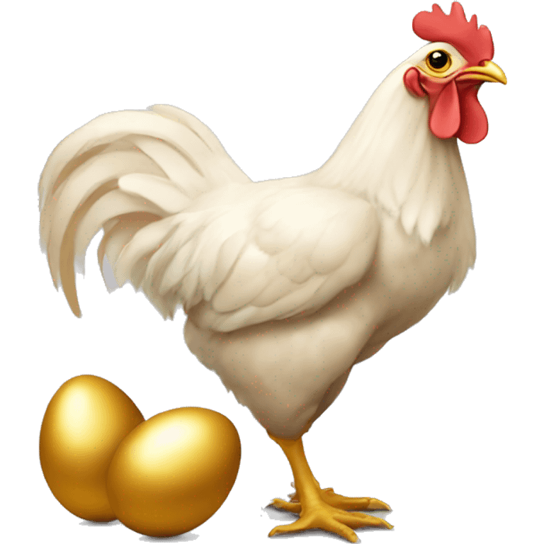 A chicken with golden eggs beside it  emoji