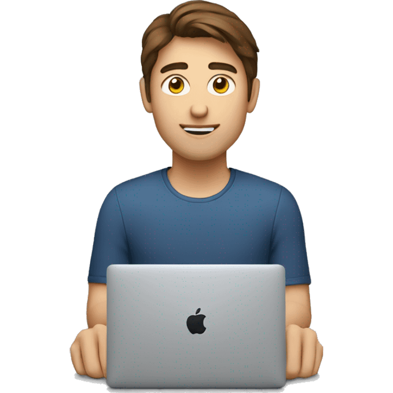 brown haired guy programming on macbook emoji