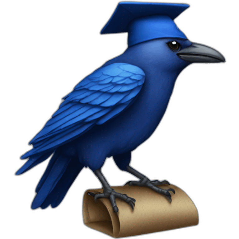 Blue Crow with alumni hat and mantle emoji