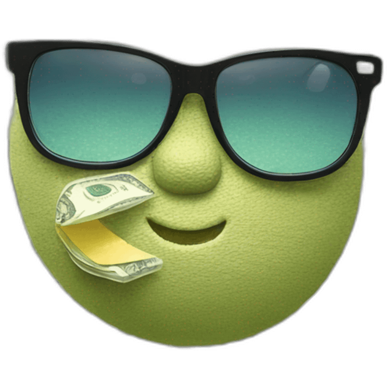 Sunglasses emoji fused with money mouth emoji emoji