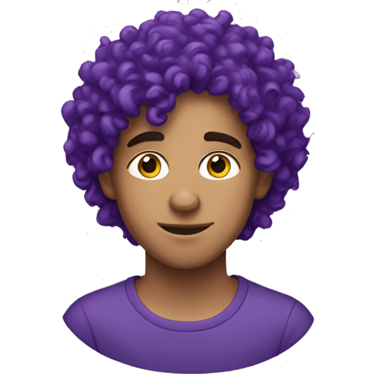 European man, purple curly hair, teenager, earring. emoji