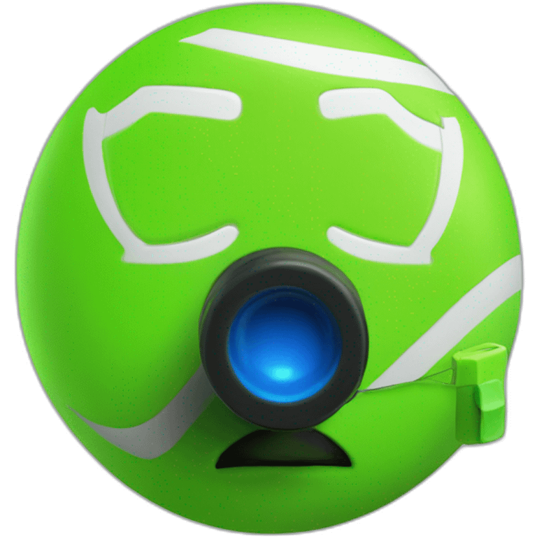 A fifa Soccer referee with plain fluorescent green jersey blowing a blue whistle for a position emoji